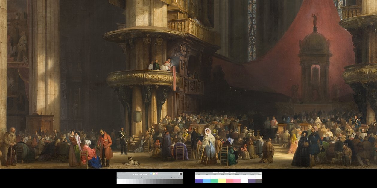 Interior da Catedral de Milão, Itália, 1840 de Luigi Bisi