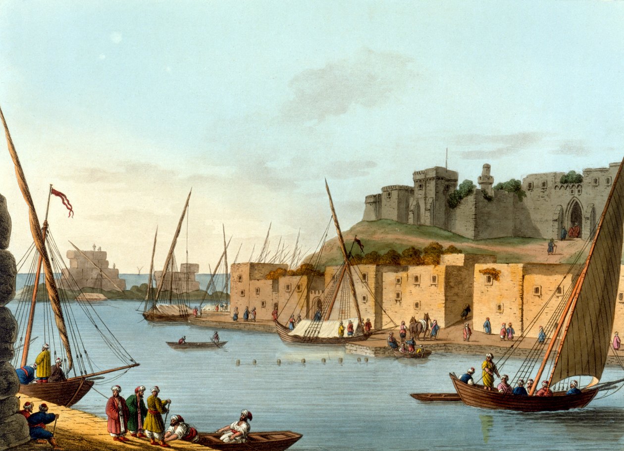 Castelo na Ilha de Torosa, gravado por William Watts (1752-1851), 1805 de Luigi Mayer