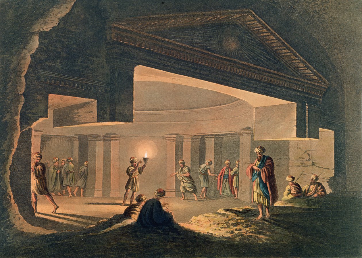 Vista interior das catacumbas em Alexandria, chapeie 11 de "vistas em Egipto", gravadas pelo bar de Thomas Milton (1743-1827). por Robert Bowyer (1758-1834) 1802 (aquatinta) de Luigi Mayer