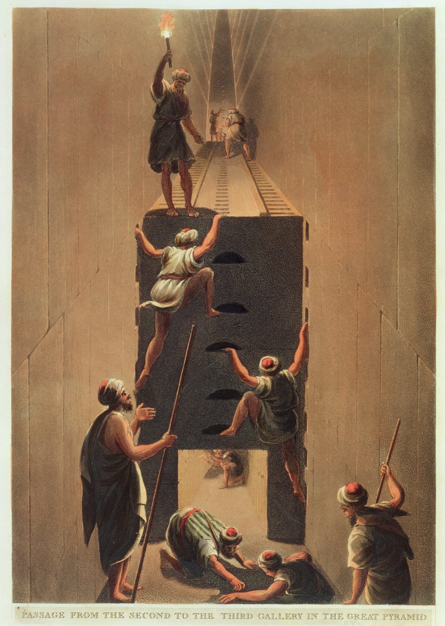 Passagem da segunda para a terceira galeria na grande pirâmide, placa 5 de "vistas no Egito", gravada pelo bar de Thomas Milton (1743-1827). por Robert Bowyer (1758-1834) 1802 (aquatinta) de Luigi Mayer