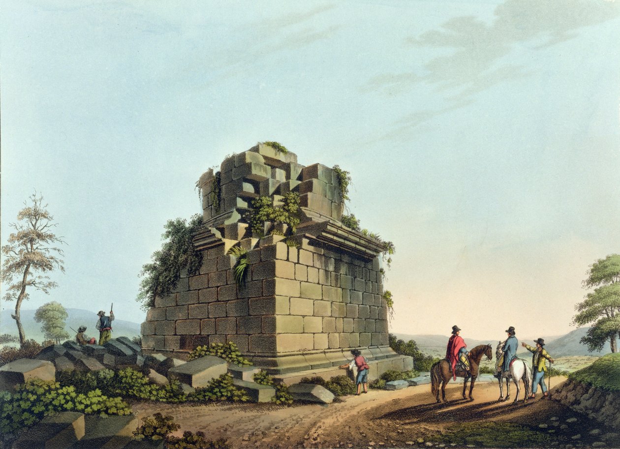 A base de uma coluna colossal perto de Syracuse, chapeia 28 de “vistas nos domínios otomanos”, bar. por R. Bowyer, 1809 (aquatinta) de Luigi Mayer