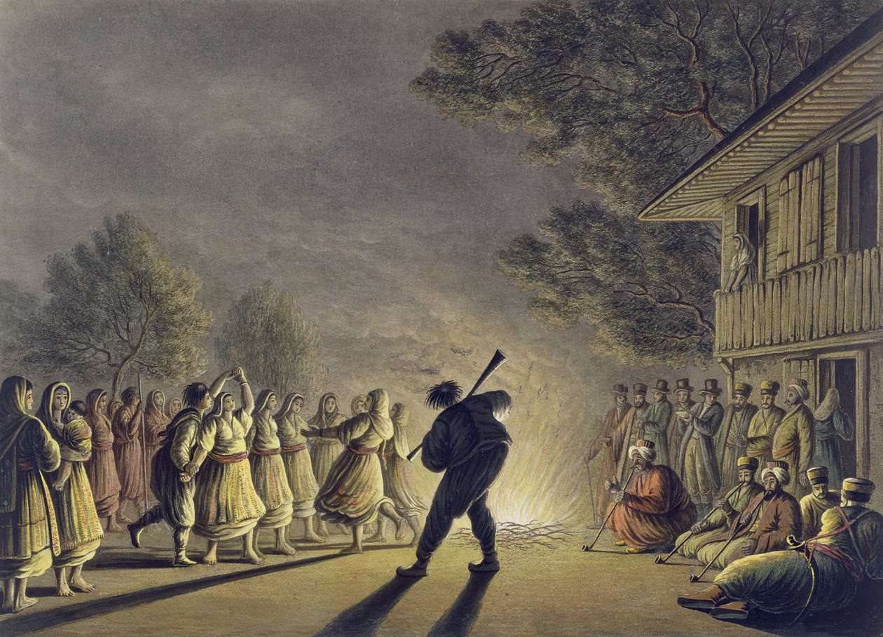 A dança dos camponeses búlgaros, pub. por William Watts, 1806 de Luigi Mayer