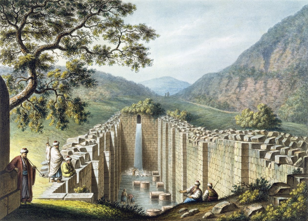 A fonte de Siloah, Jerusalém, pub. por William Watts, 1801 de Luigi Mayer