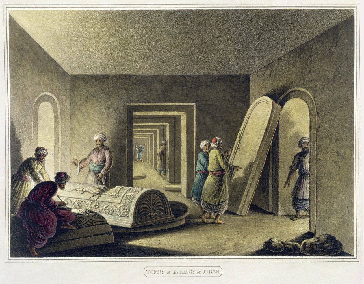 Os túmulos dos reis de Judá, Jerusalém, pub. por William Watts, 1805 de Luigi Mayer