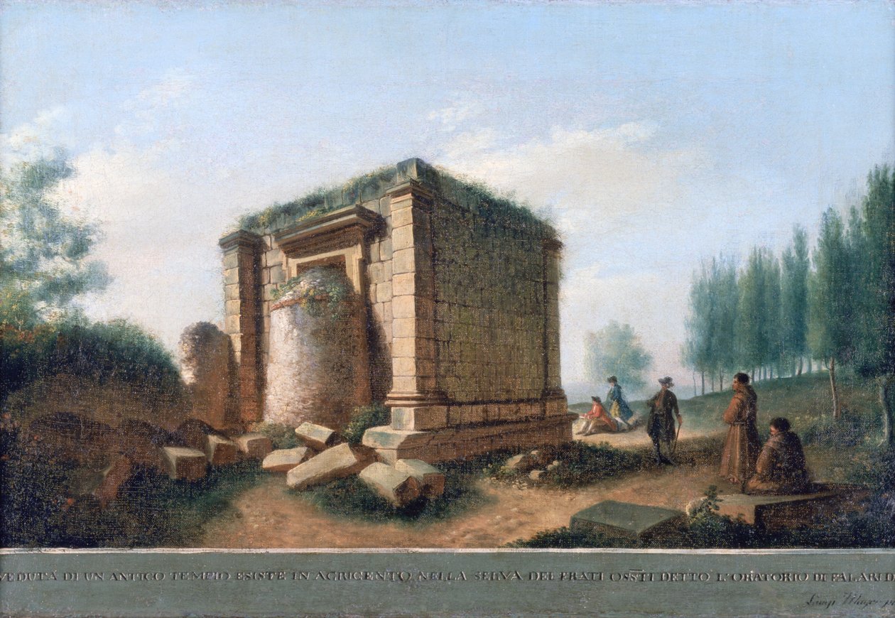 Vista de um antigo templo em Agrigentum, c.1776-92 de Luigi Mayer