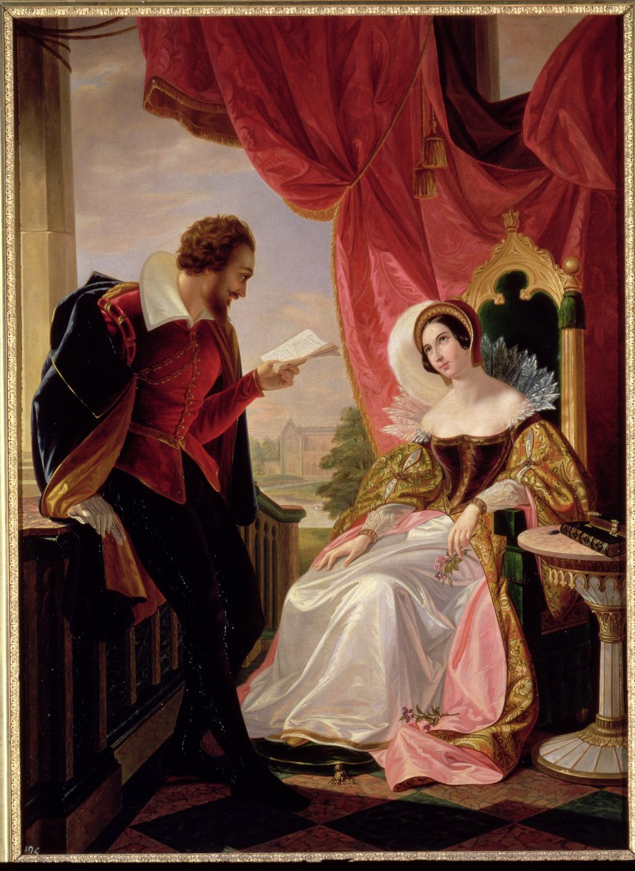 Torquato Tasso lendo um poema para Leonora d&39;Este de Luigi Mussini