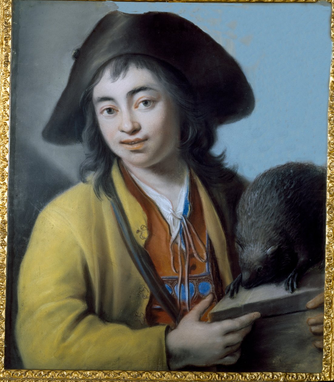 Camponês com uma marmota, 1732 (pastel sobre papel) de Luigi Pitti