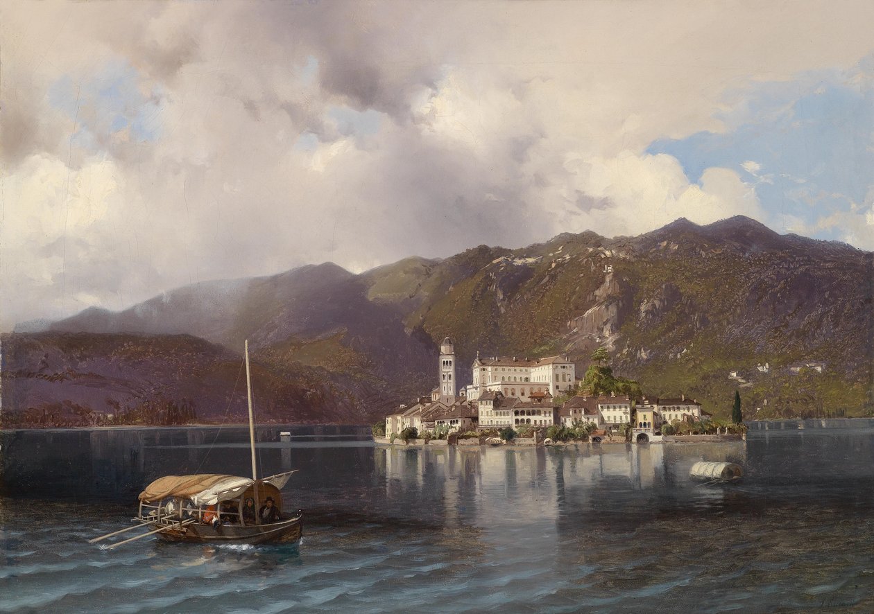 Vista, de, Isola, san, Giulio, em, lago, Orta, -, piedmont de Luigi Riccardi