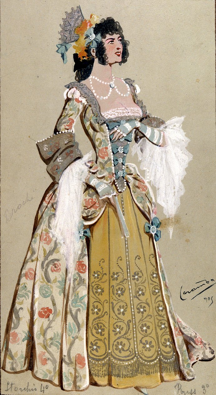 Figurino para a Condessa Almaviva, de "The Marriage of Figaro", 1905 de Luigi Sapelli Caramba