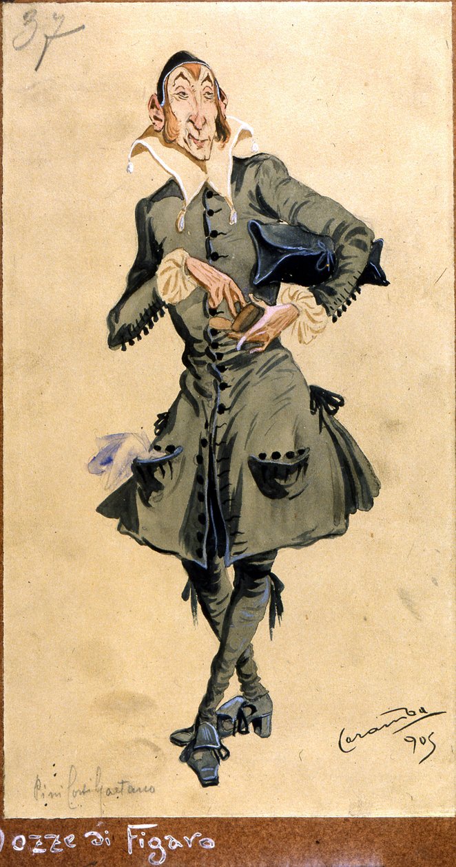 Figurino para Basílio, de "O Casamento de Figaro", 1905 de Luigi Sapelli Caramba