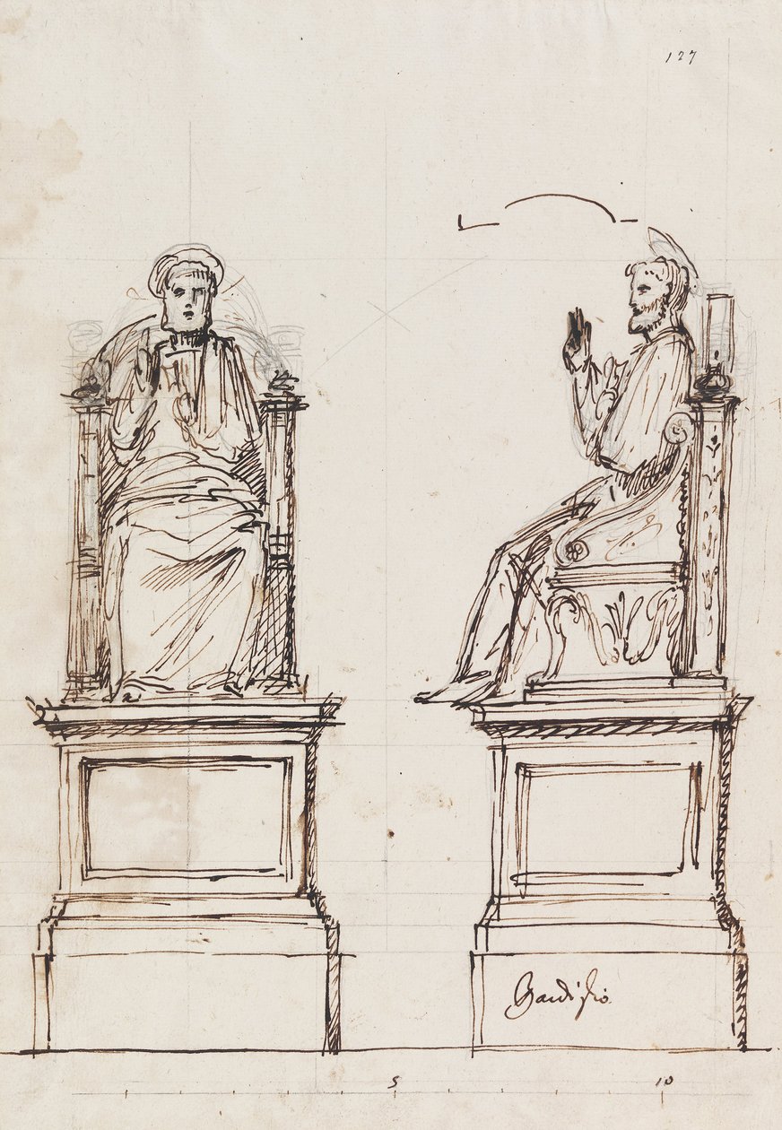 Projeto, para, um, mármore, trono, para, a, estátua, de, st. Peter, st. Peters, roma de Luigi Vanvitelli