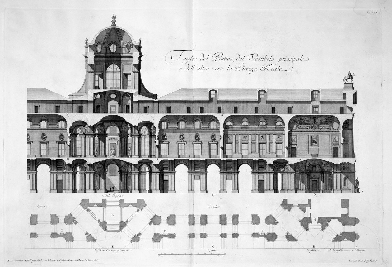 Projeto para o Palácio Real de Caserta, 1756 de Luigi Vanvitelli