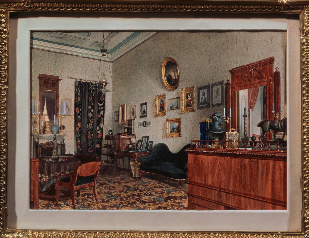 O estudo da casa de Michail Obreskov. Trabalho de Luigi Premazzi (1814-1891), aguarela sobre papel de Luigi Premazzi