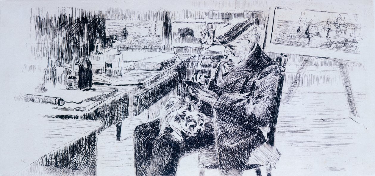 Retrato do pintor Giovanni Fattori, de Luigi Levi (1858-1860 - 1939), desenho de Luigi Levi