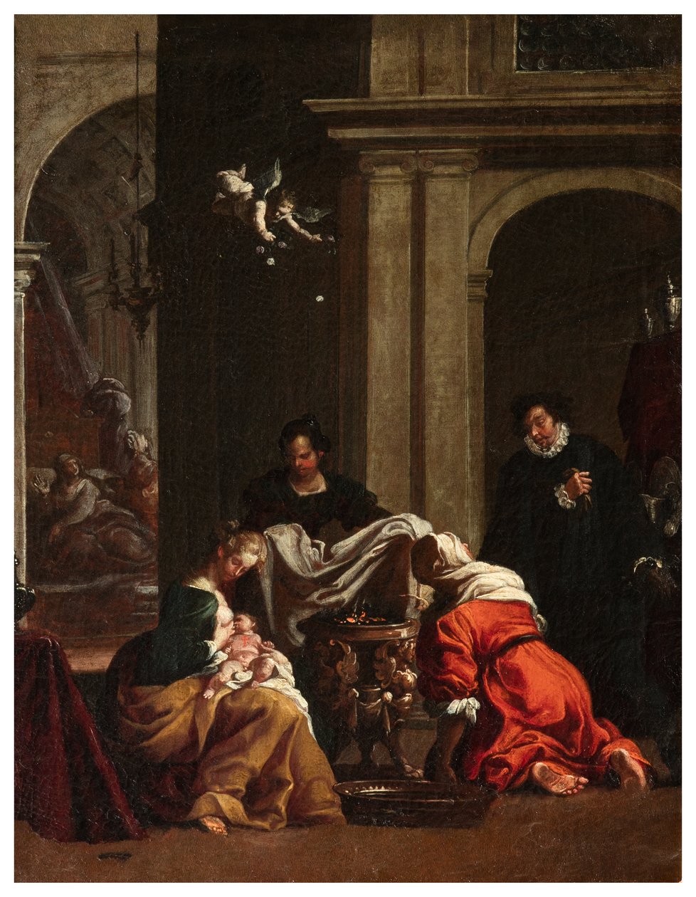 Transept Norte, Altar de San Rocco 1635, 45, Genovesino 1645, Nascimento de São Rocco, Pintado na parte inferior esquerda de Luigi Miradori