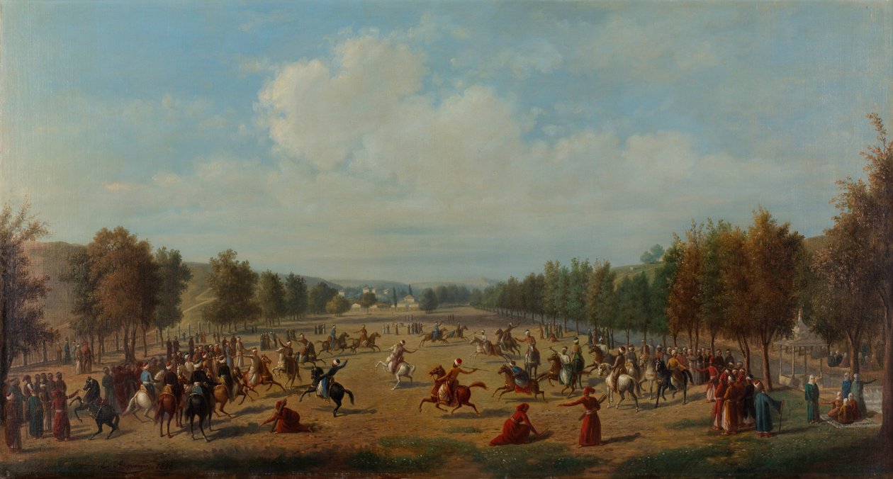 Jogo de Jereed em Kagithane, c. 1890 de Luigi Acquarone