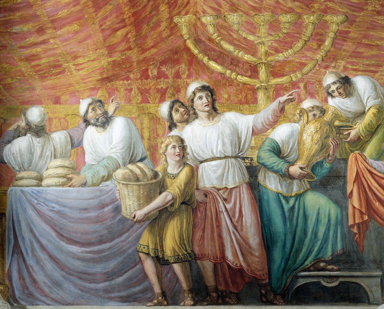 Preparação da festa judaica, afresco de Luigi Ademollo (1764-1849), Palazzo Pitti, Florença, Toscana, Itália de Luigi Ademollo