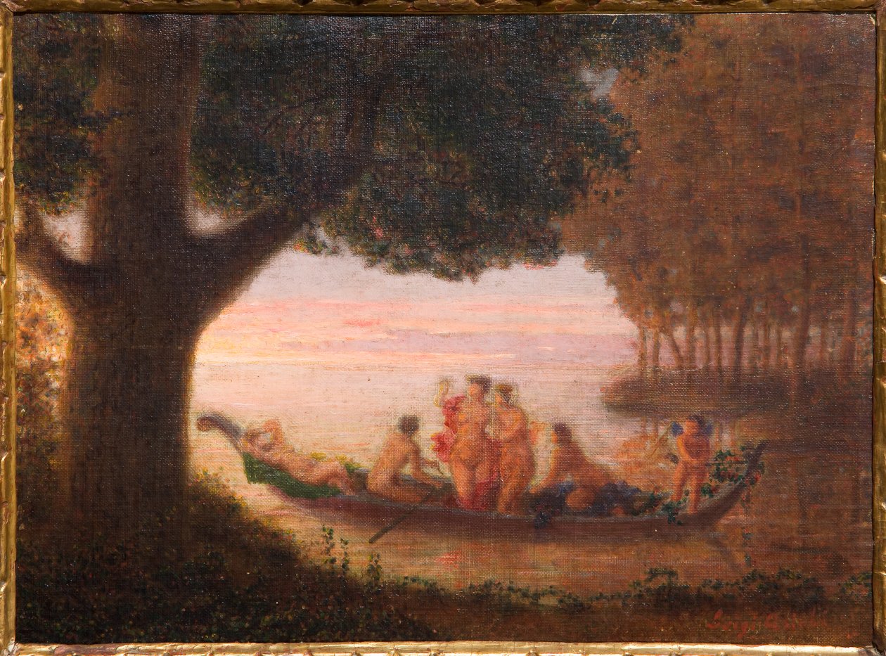 Lago e Ninfas (óleo sobre papelão) de Luigi Asioli