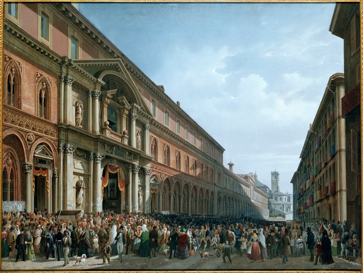Festa religiosa no Ospedale maggiore de Milão (pintura de Luigi Bartezzati