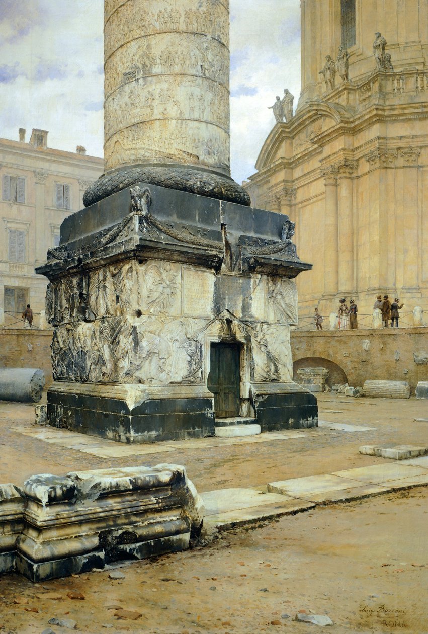 Coluna de Trajano em Roma, por Luigi Bazzani (1836-1927). Óleo sobre tela 70,5x103 cm. de Luigi Bazzani