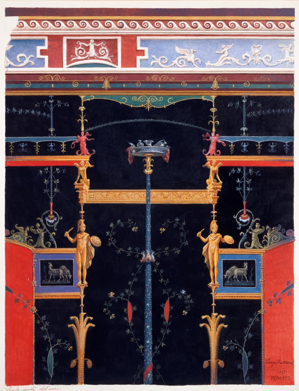 Decorações de parede da Casa de Aulus Vettius, Pompeia, c.36-39 dC de Luigi Bazzani