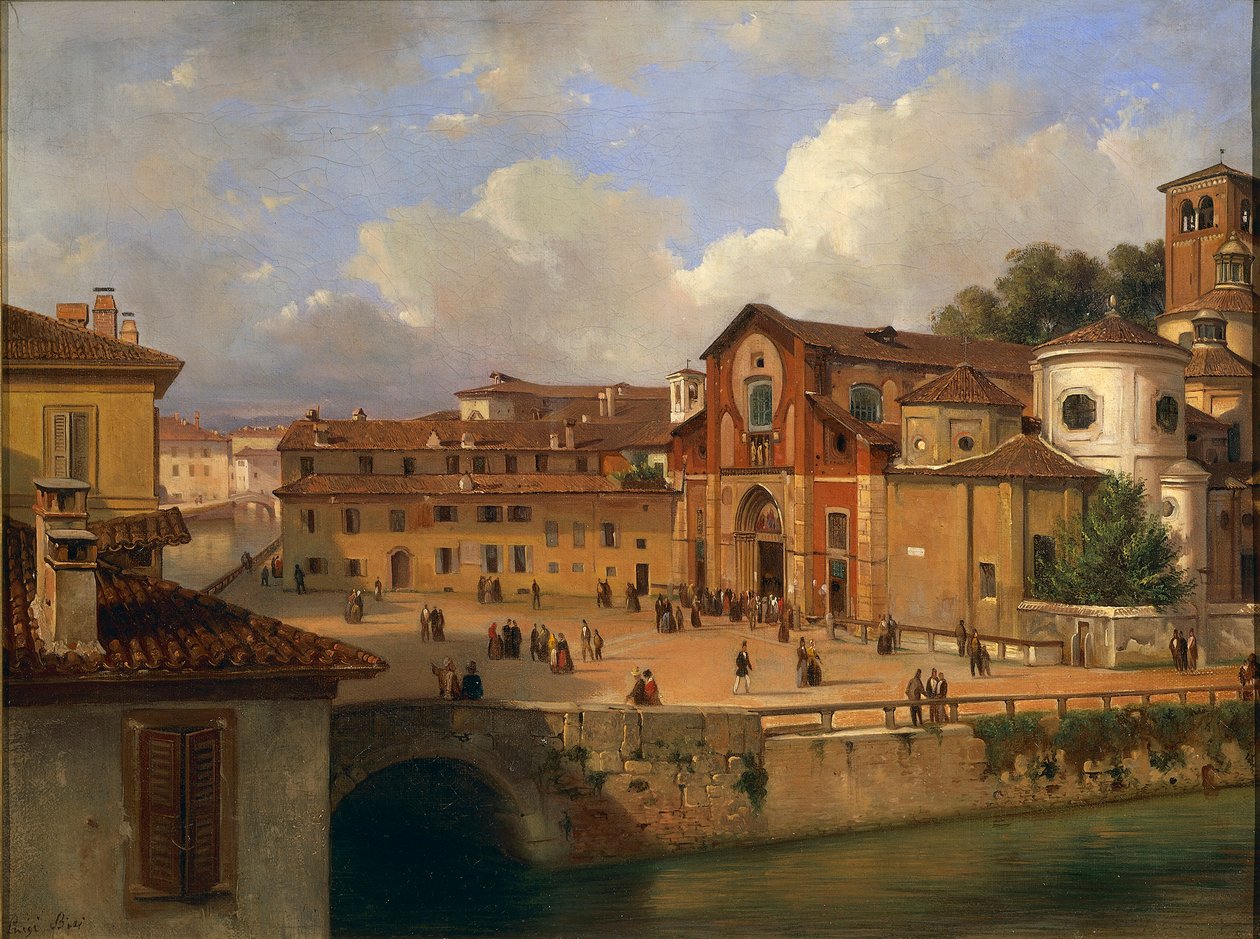 Milão, vista da Praça de São Marcos com a Igreja de São Marcos, de Luigi Bisi de Luigi Bisi