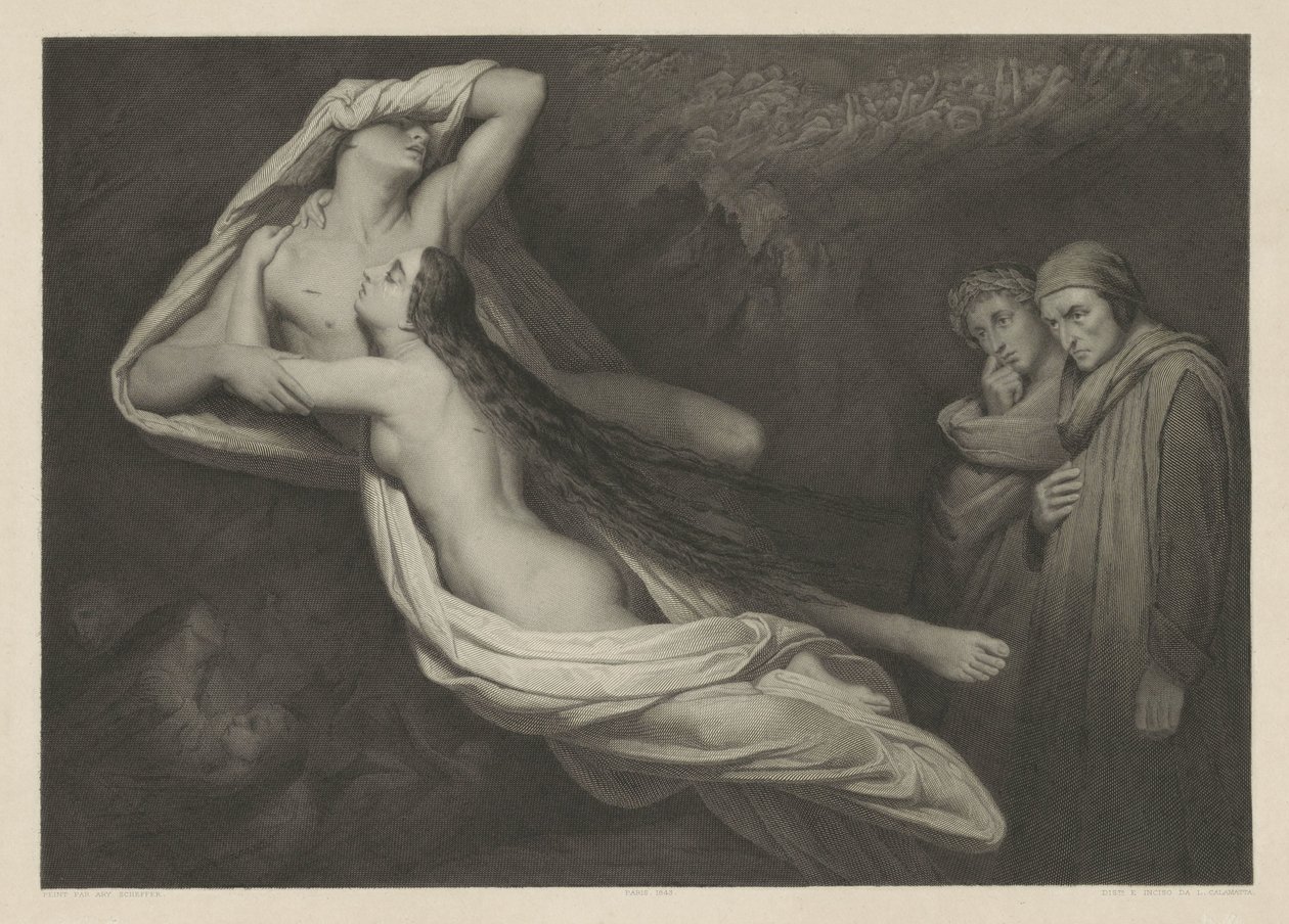 Francesca da Rimini em Paolo Malatesta de Luigi Calamatta