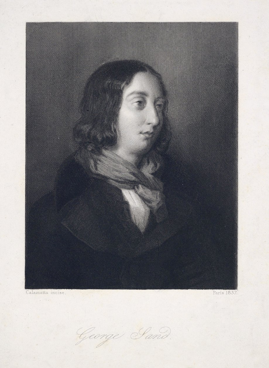 Retrato de George Sand, pub. 1837 (gravura) de Luigi Calamatta