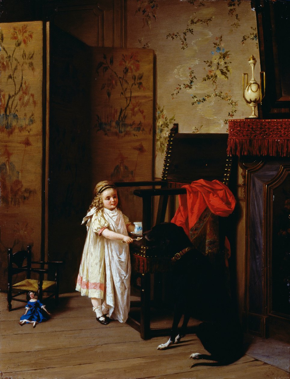 Pequeno almoço para dois, por Luigi Crosio (1835-1915), óleo sobre painel, 42x32 cm de Luigi Crosio