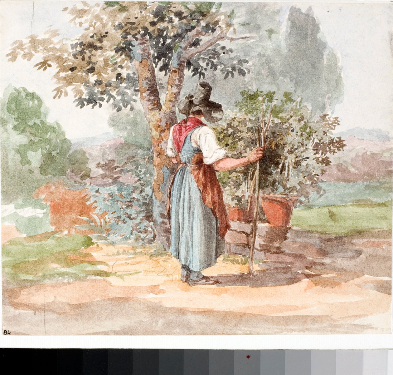 Uma moça do campo perto de Florença (Aquarela, ca. 1825) de Luigi Garibbo