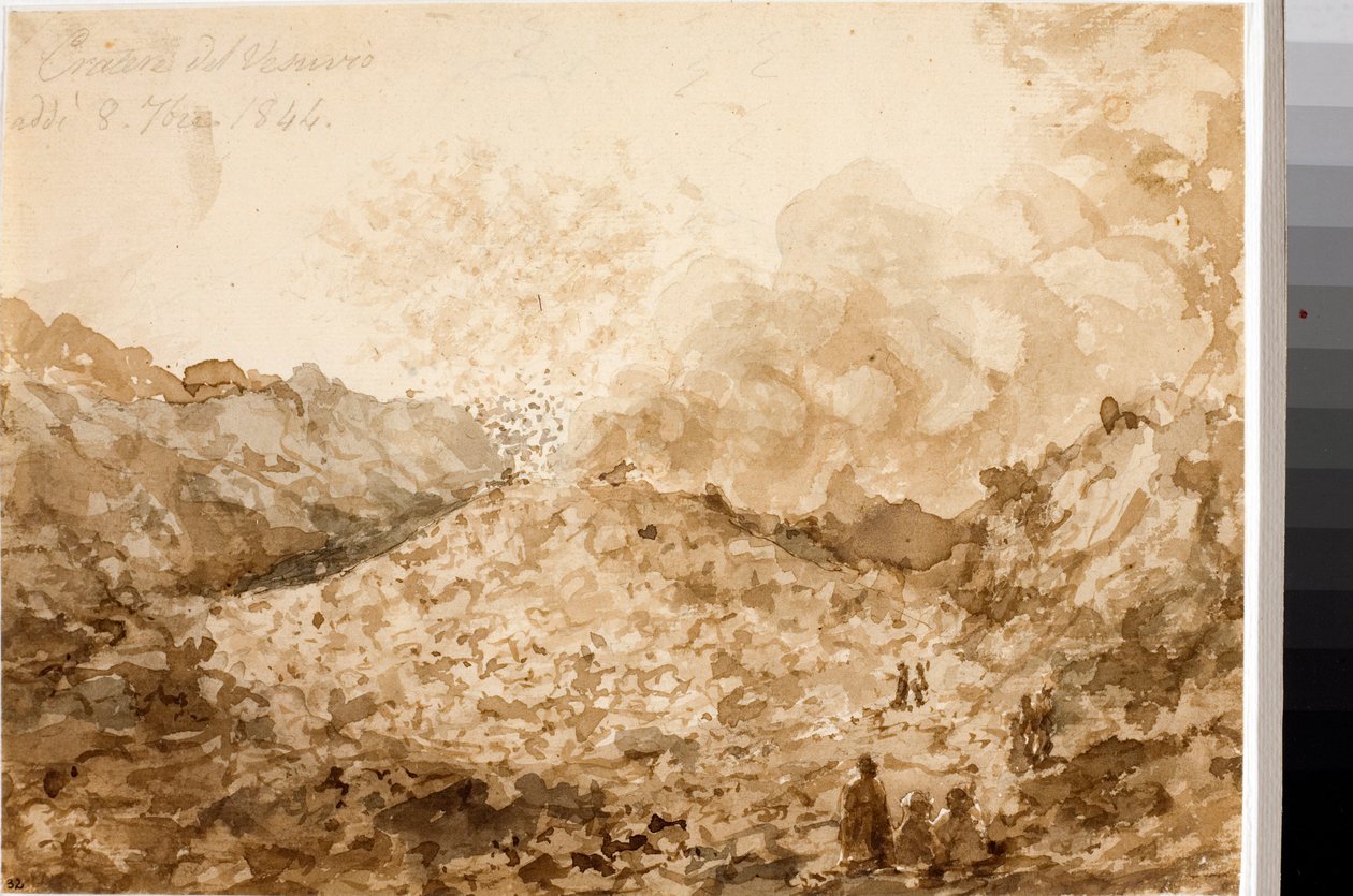 Cratera do Vesúvio em Nápoles (Aquarela de Luigi Garibbo