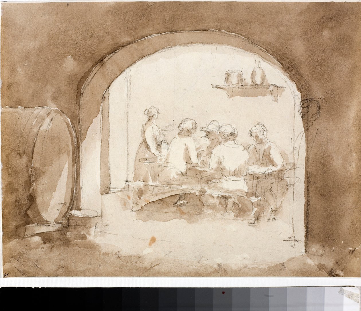 Interior de uma pousada (Aquarela, ca. 1820) de Luigi Garibbo