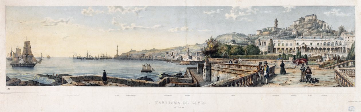Vista Panorâmica da Cidade de Génova (litografia de Luigi Garibbo