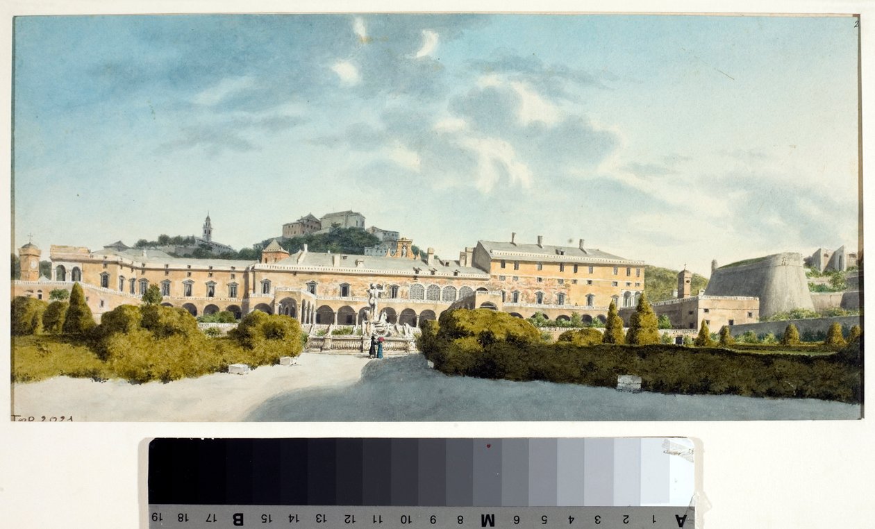 O Palácio Doria em Fassolo, Itália (Aquarela, ca. 1825) de Luigi Garibbo