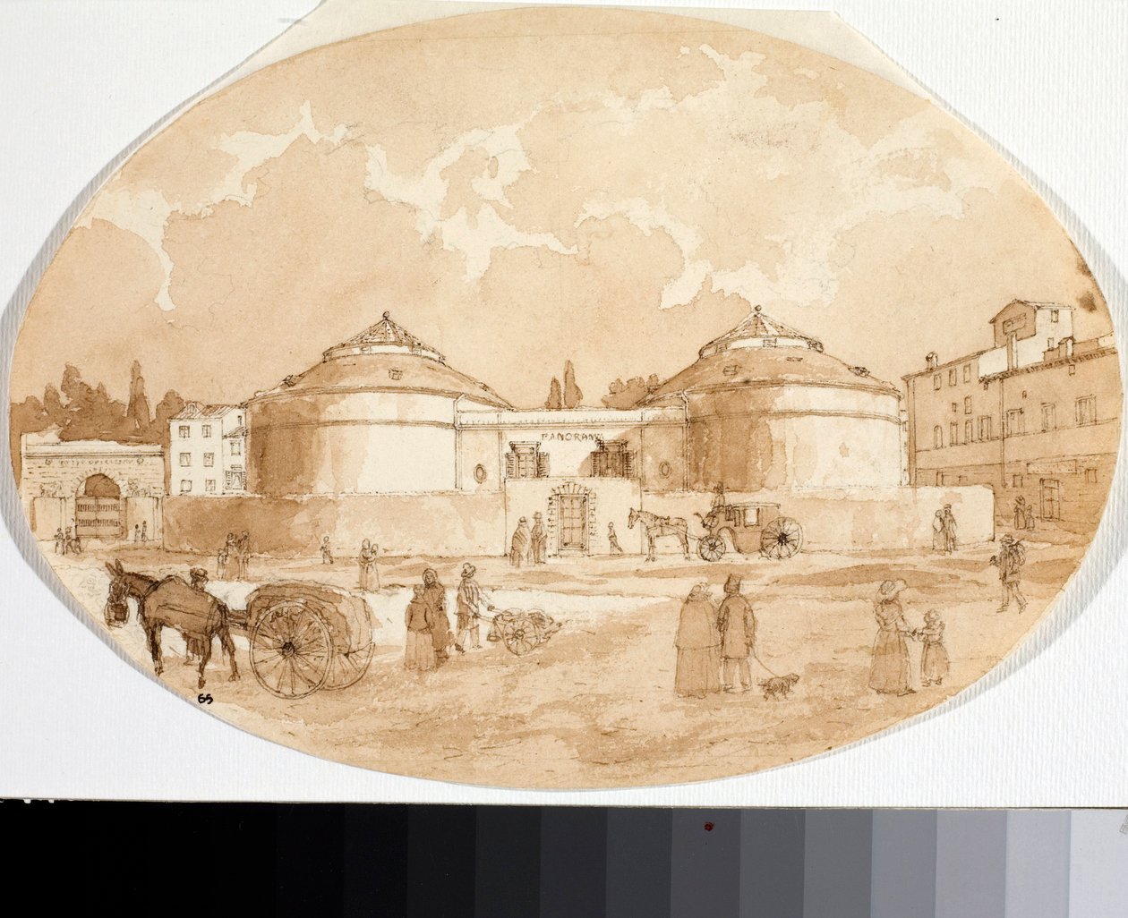 Vista da praça Porta al Prato em Florença (Tinta e aguarela de Luigi Garibbo