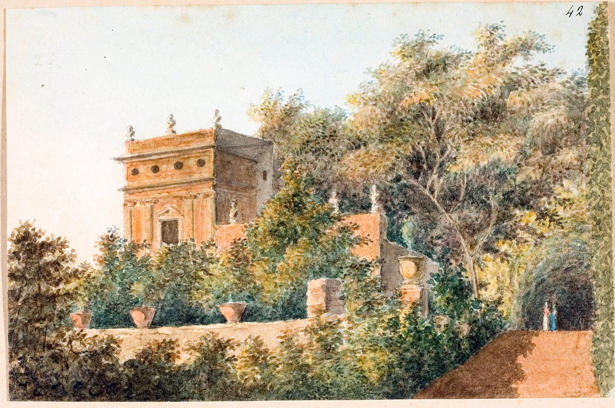 Vista de Villa Pallavicini delle Peschiere , Génova (aguarela, ca. 1825) de Luigi Garibbo