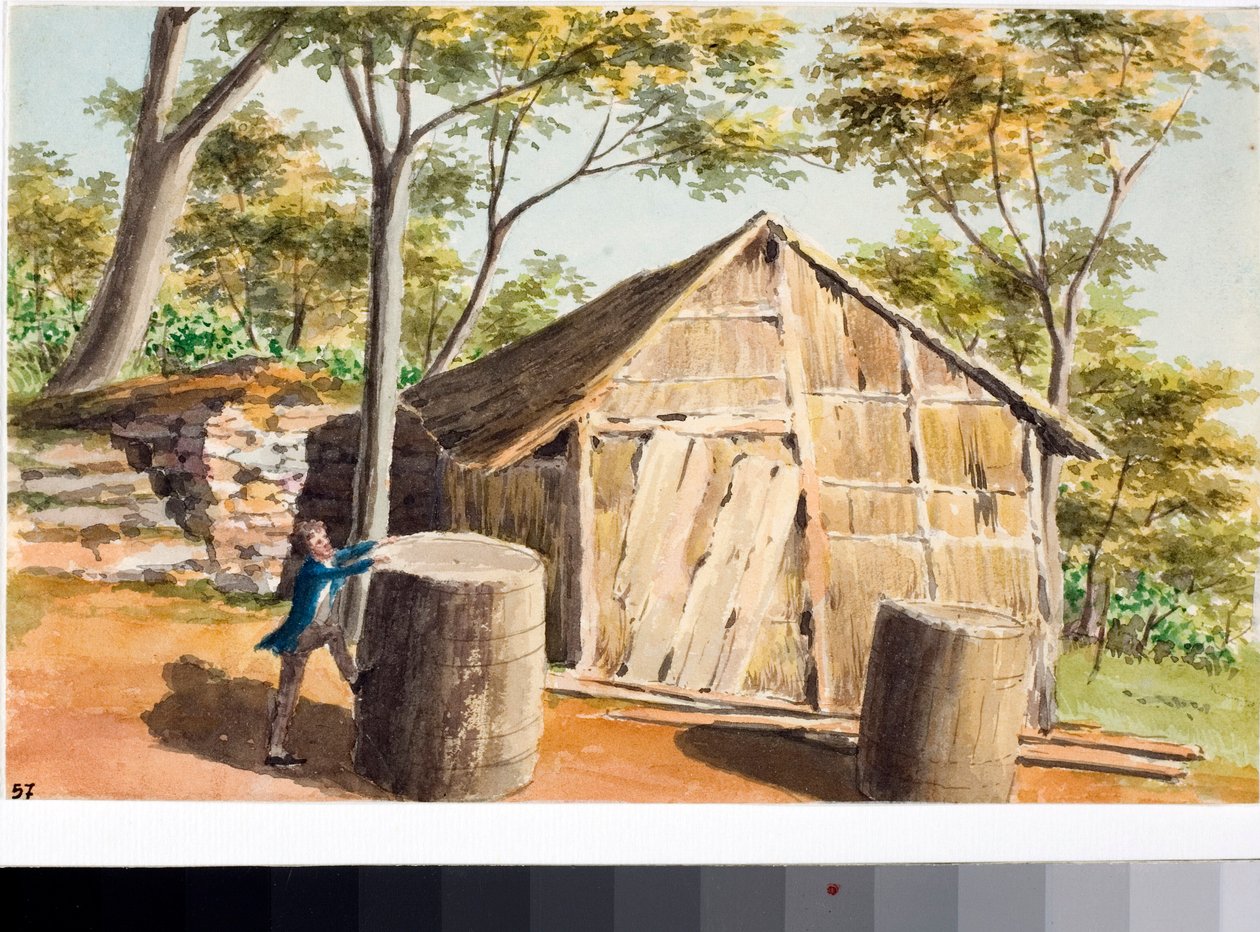Vista de uma cabina (aguarela, c. 1823) de Luigi Garibbo