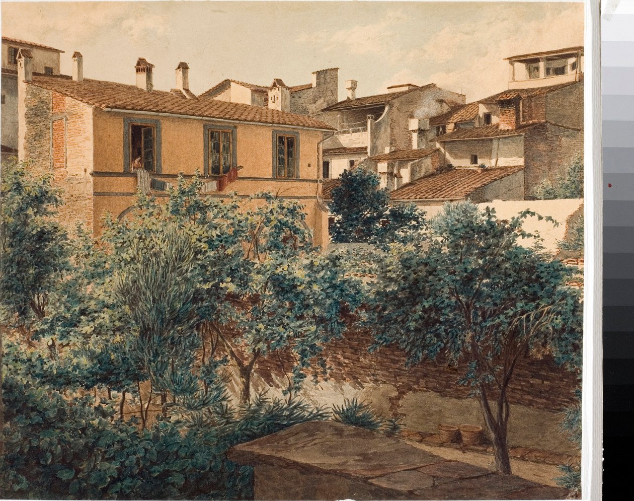 Vista das casas em Florença (Aquarela, c.1825) de Luigi Garibbo