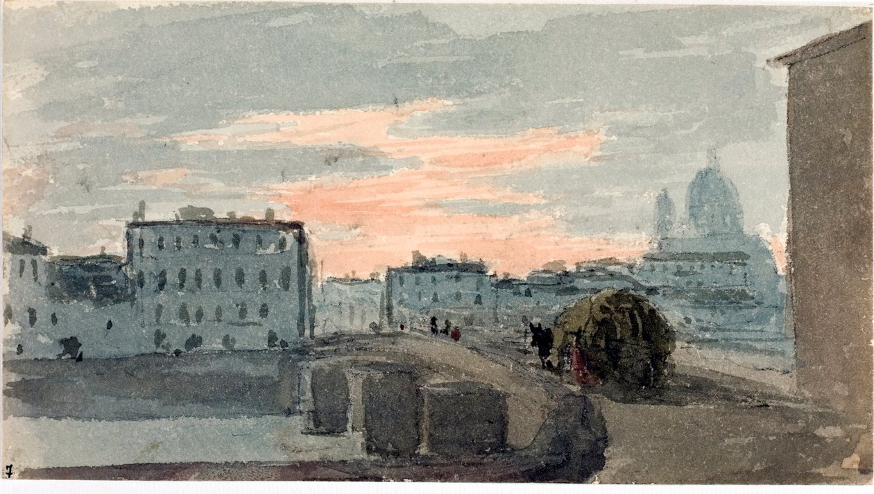 Vista da ponte da Carraia, Florença (aguarela de Luigi Garibbo