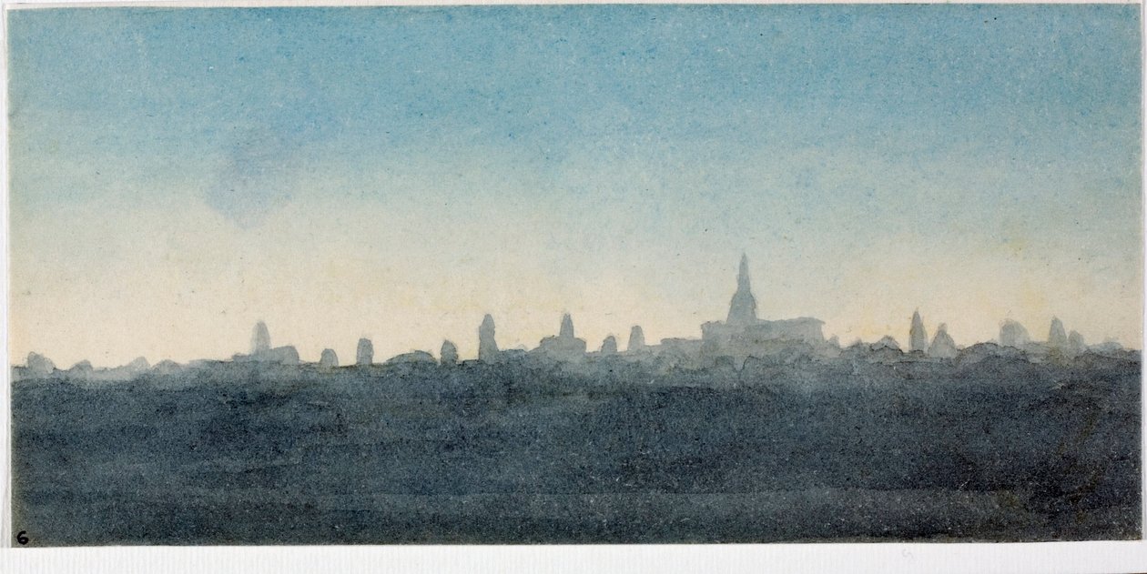 Vista da cidade de Florença perfil das casas e monumentos (aguarela de Luigi Garibbo