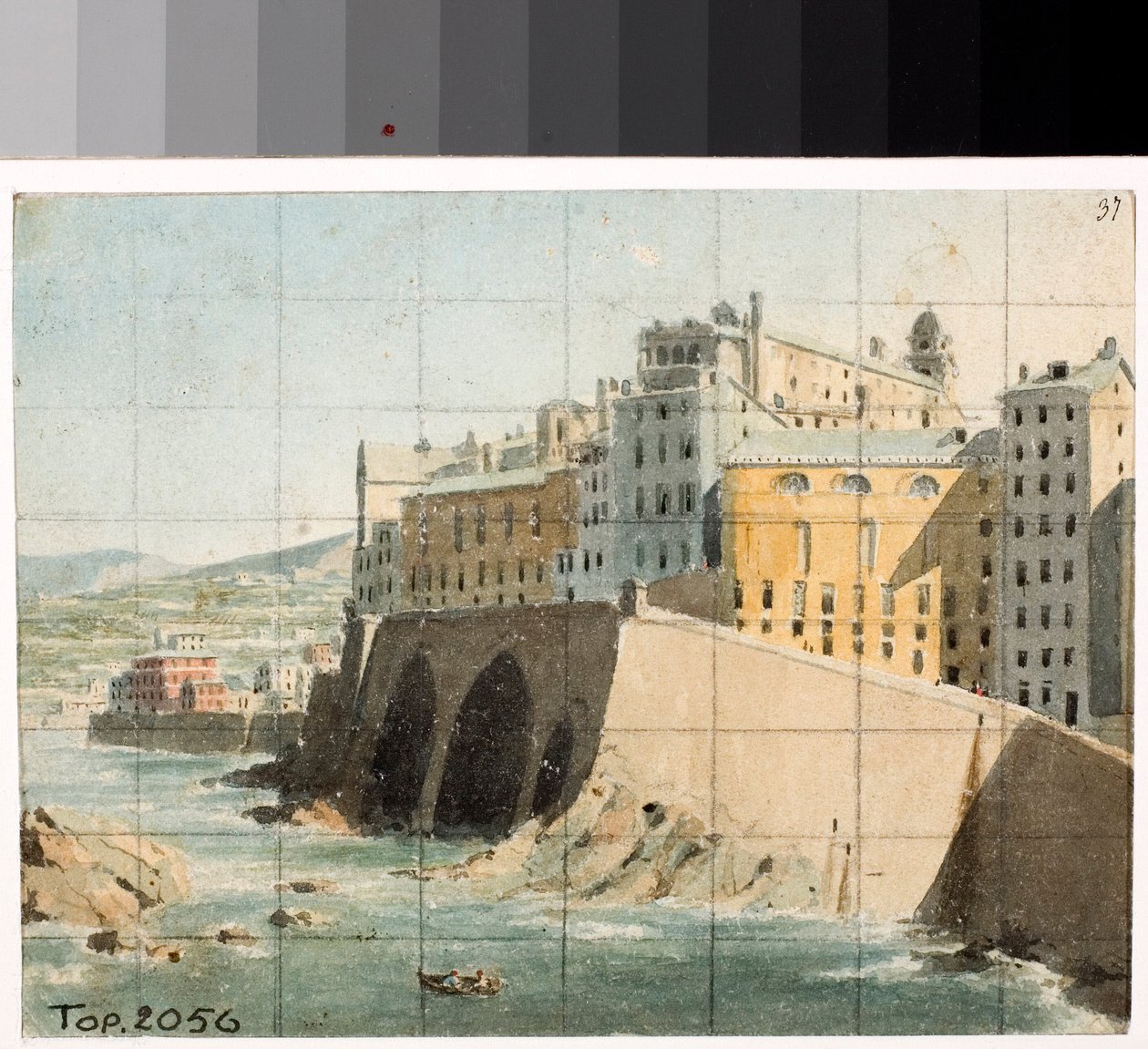 Vista das paredes do mar em Génova (aguarela, ca. 1822) de Luigi Garibbo