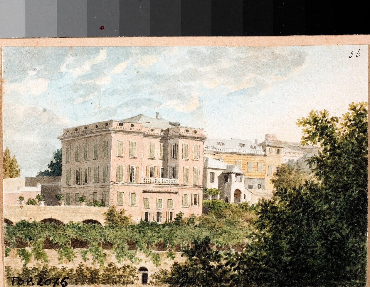 Vista da villa Cambasio, Génova (Aguarela, ca 1820) de Luigi Garibbo