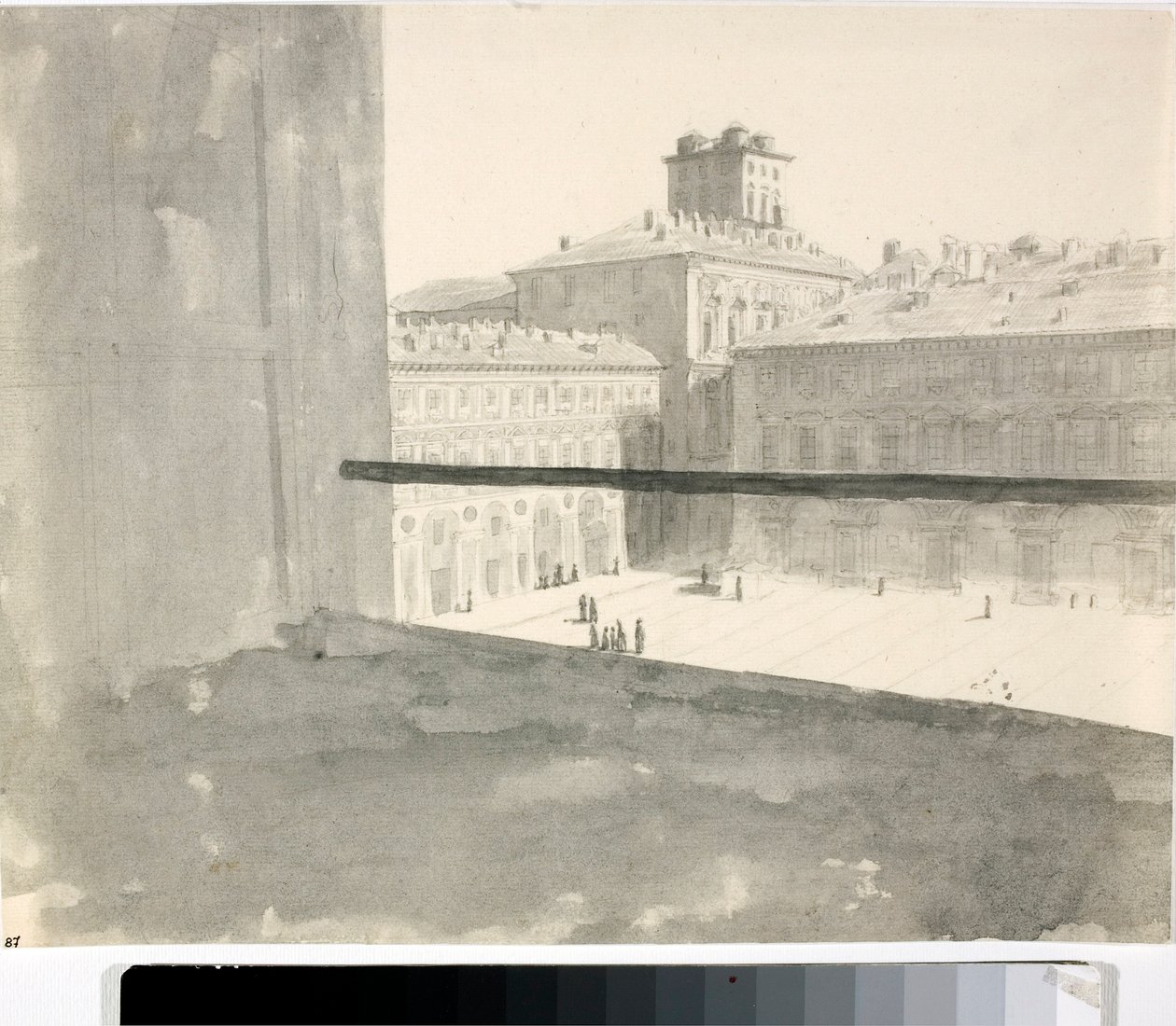 Vista sobre uma praça de uma janela, Itália (Lavis, ca. 1825) de Luigi Garibbo