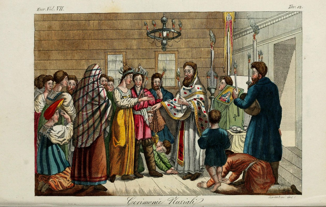 O noivado. Ilustração dos Costumes Antigos e Modernos ou da História do Governo… de Giulio Ferrario, 1831 de Luigi Giarrè