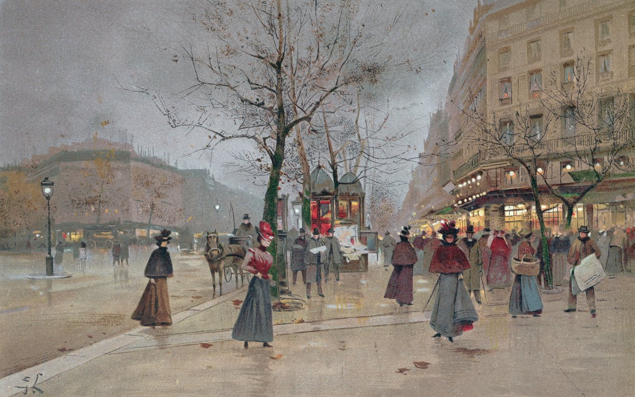 Noite na Opera Quartier dos Grands Boulevards, início do século XX] de Luigi Loir