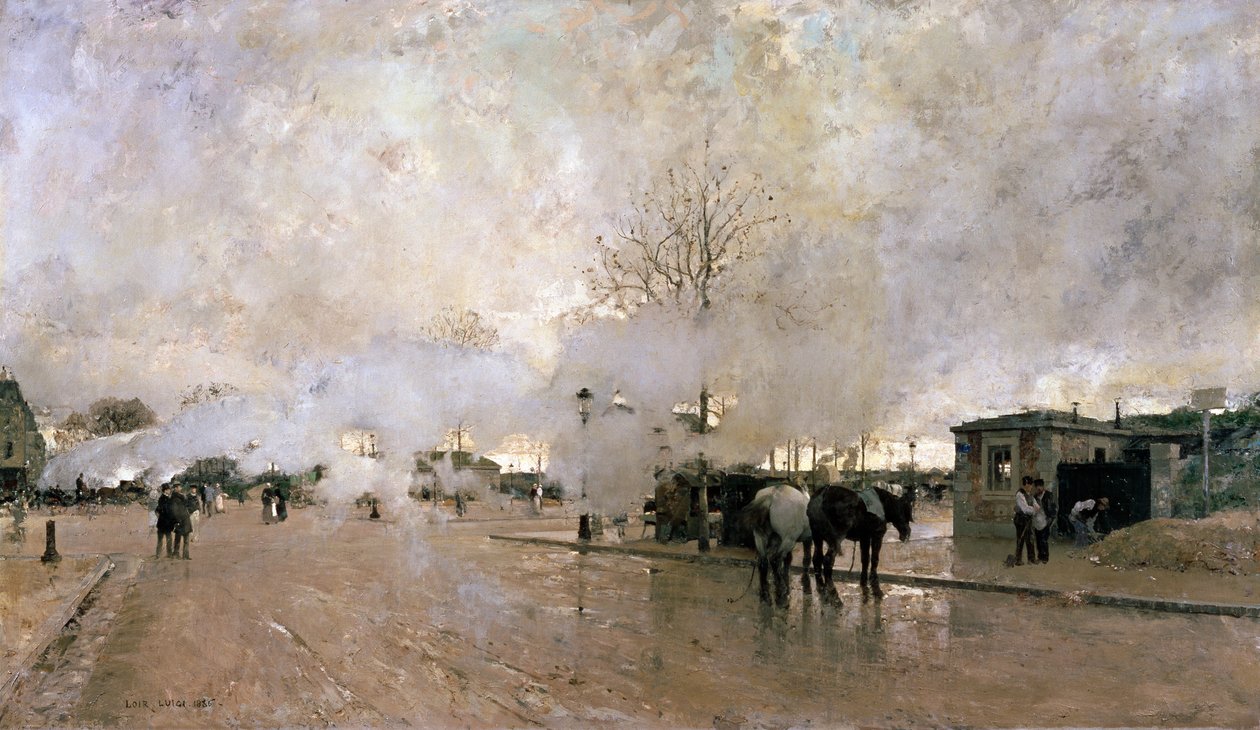 Fumaça na linha do circuito de Paris, 1885. de Luigi Loir