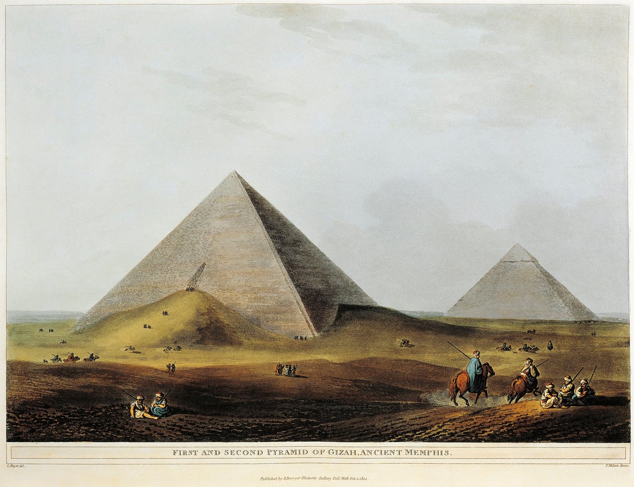 Moradia árabe construída sobre antigas ruínas ao longo do canal Menuf no Egipto a partir de Views in Egypt by Luigi Mayer, gravura de Luigi Mayer