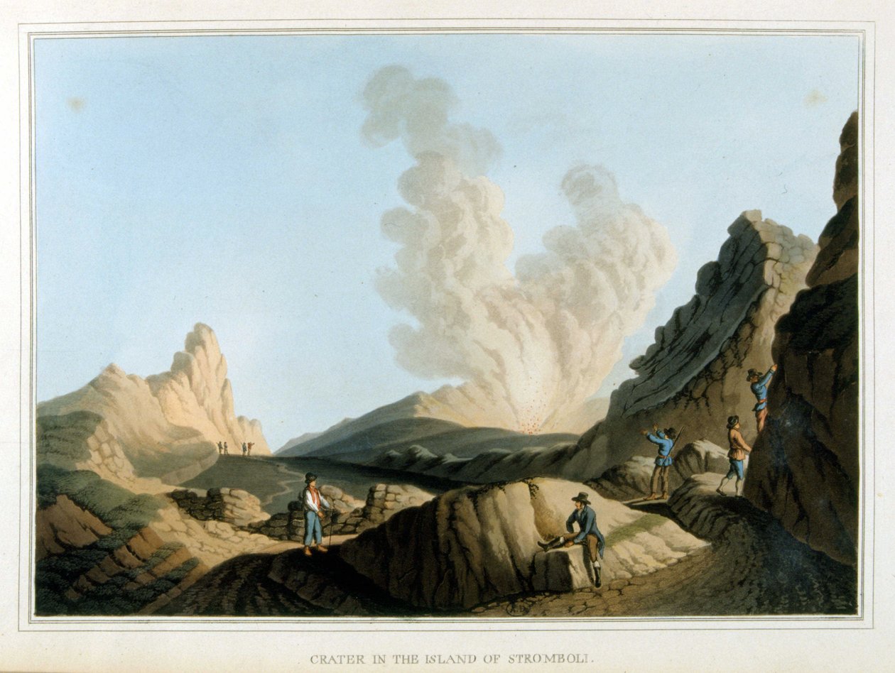 Cratere du Stromboli - em "Views in the Ottoman Dominions, in Europe, in Asia, and some of the Mediterranean islands", de Luigi Mayer, Londres de Luigi Mayer