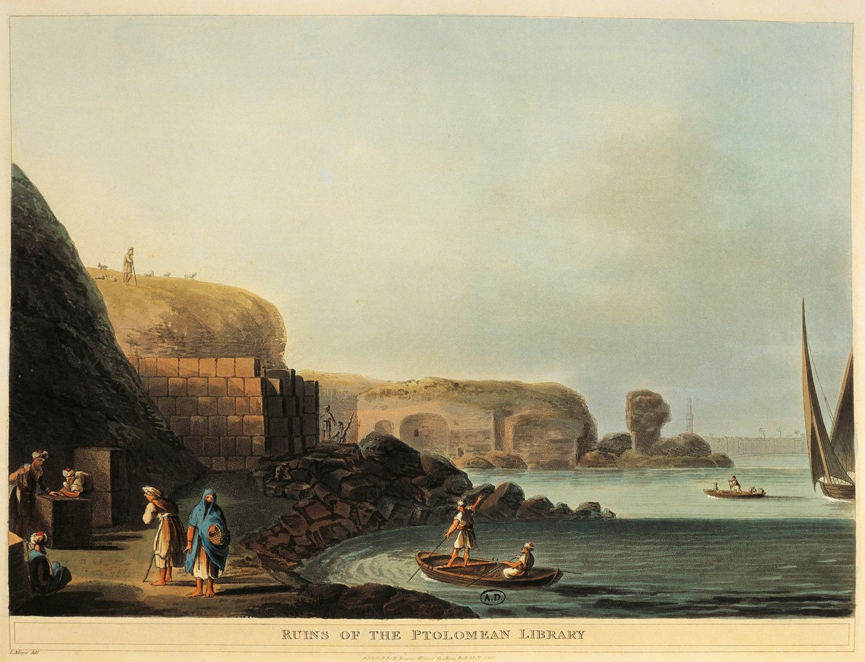 Egipto, Alexandria, Ruínas da Biblioteca Ptolomeu por Luigi Mayer de Luigi Mayer