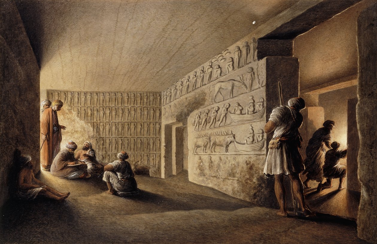 Figuras em túmulos egípcios, de Luigi Mayer